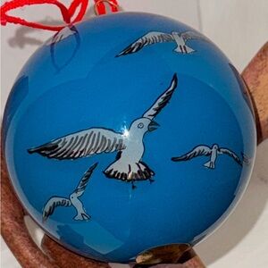 Beachcombers Reverse Hand Painted Glass Ball Seagull Christmas Ornament